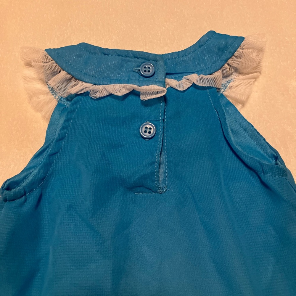 Blue Baby Dress with Butterfly Appliqué and Pink Butterfly Patterned Shorts - Picture 7 of 8